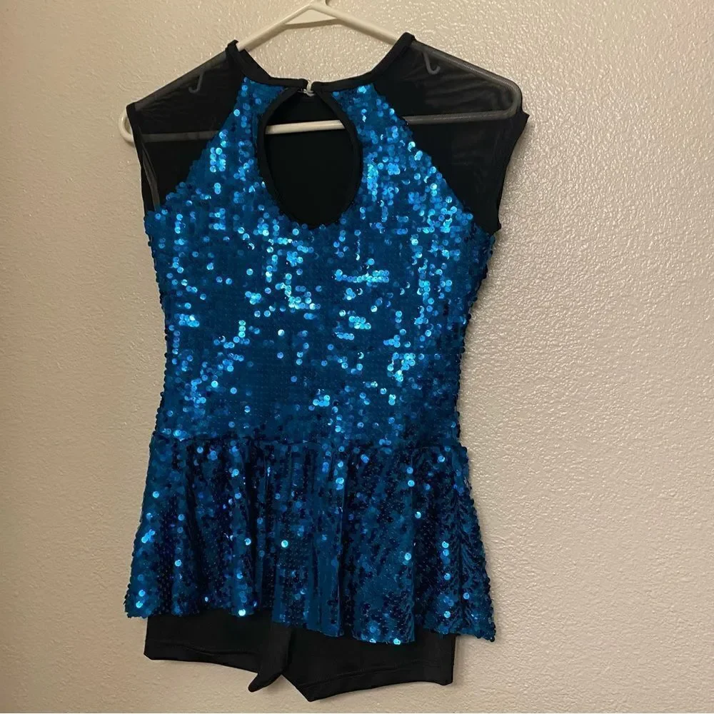 WEISSMAN Dance Costume jazz Aqua blue teal Stand Down 12832 Child LC